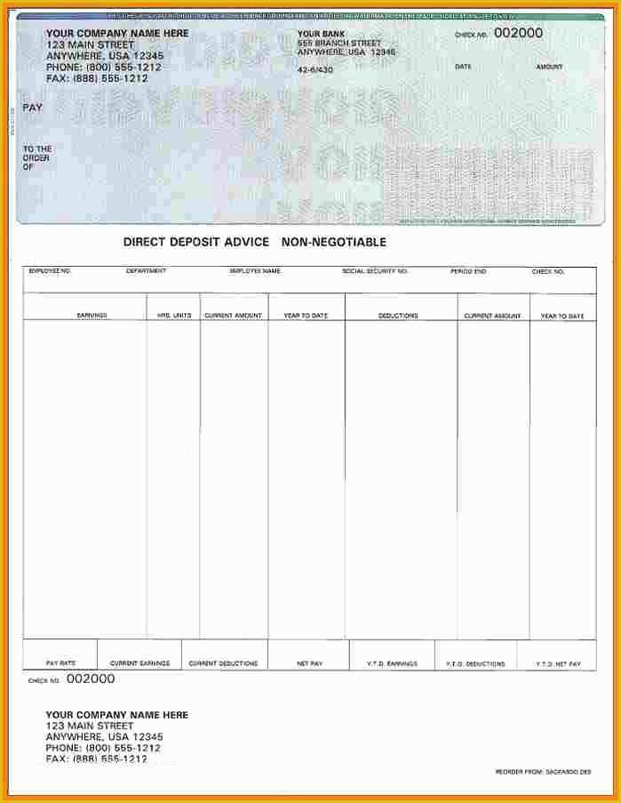 Free Check Stub Template Excel Of 6 Payroll Check Templates Free