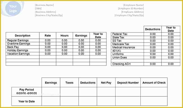 Free Check Stub Template Excel Of 62 Free Pay Stub Templates Downloads Word Excel Pdf Doc