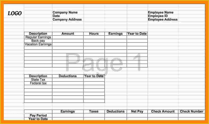 Free Check Stub Template Excel Of 7 Paycheck Stub Template for Excel