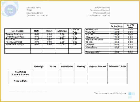 Free Check Stub Template Excel Of 8 Excel Pay Stub Template