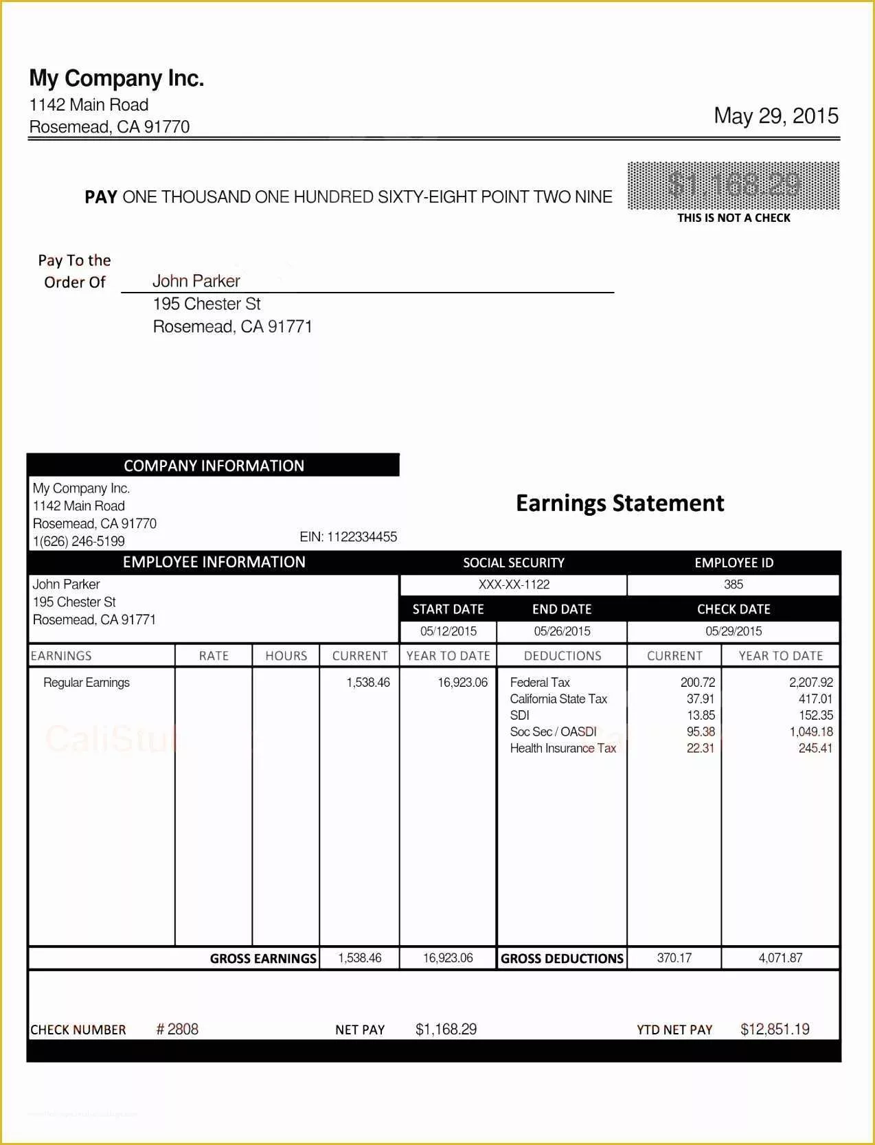 Adp Check Stub Template Pdf