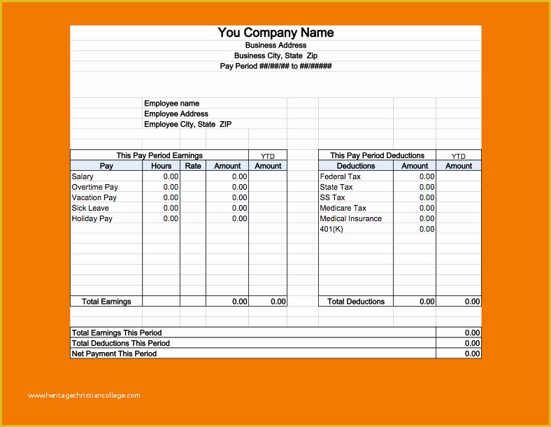 Check Stub Template Excel