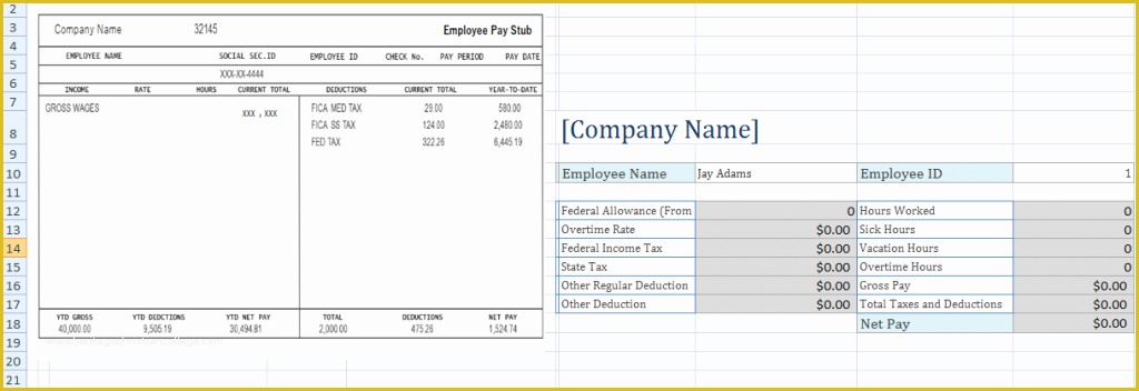 Free Check Stub Template Excel Of Free Employee Pay Stub Excel Template