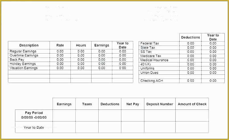 Free Check Stub Template Excel Of Free Pay Stub Template Word Document Slip Paycheck