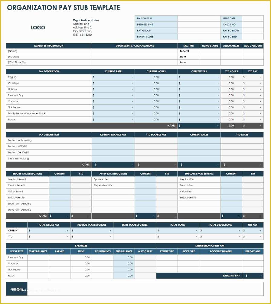 Free Check Stub Template Excel Of Free Pay Stub Templates