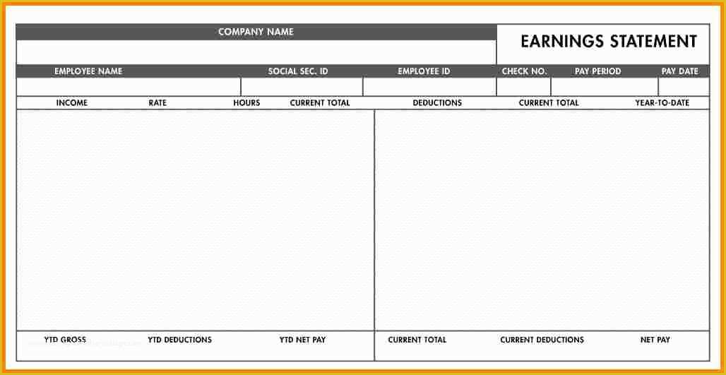 Free Check Stub Template Printables Of 10 Free Pay Stub Template Excel