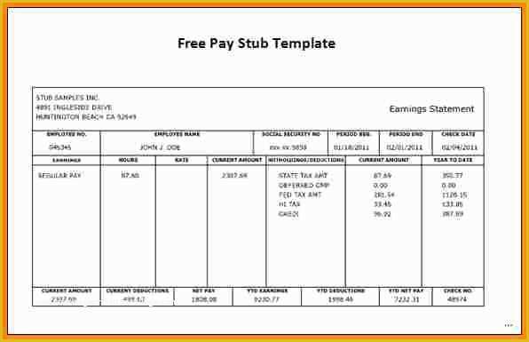 Free Check Stub Template Printables Of 5 California Pay Stub Template