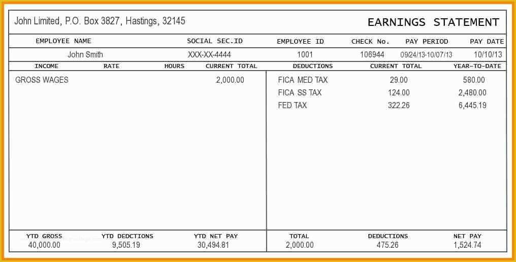 Free Check Stub Template Printables Of 5 Free Printable Pay Stubs