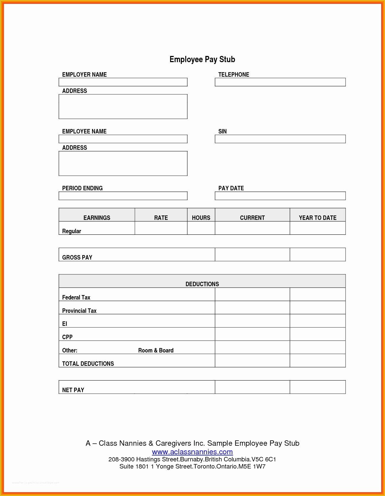 Free Check Stub Template Printables Of 5 Pay Stub Word Template