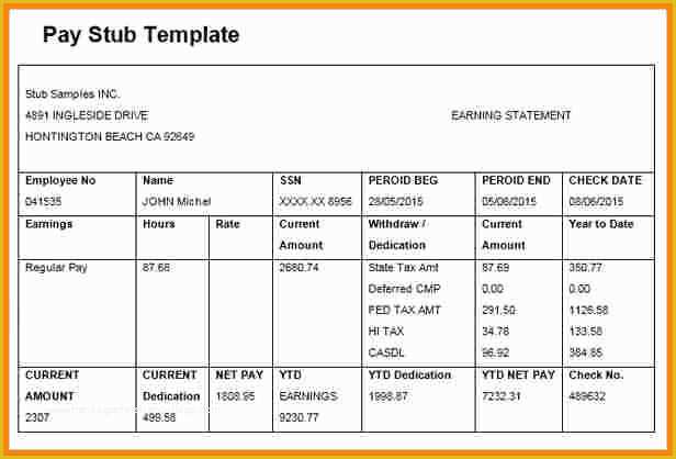 Free Check Stub Template Printables Of 5 Paycheck Template Microsoft Word