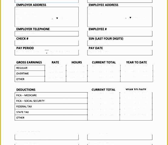 Free Check Stub Template Printables Of 7 Printable Pay Stub Template Sampletemplatess