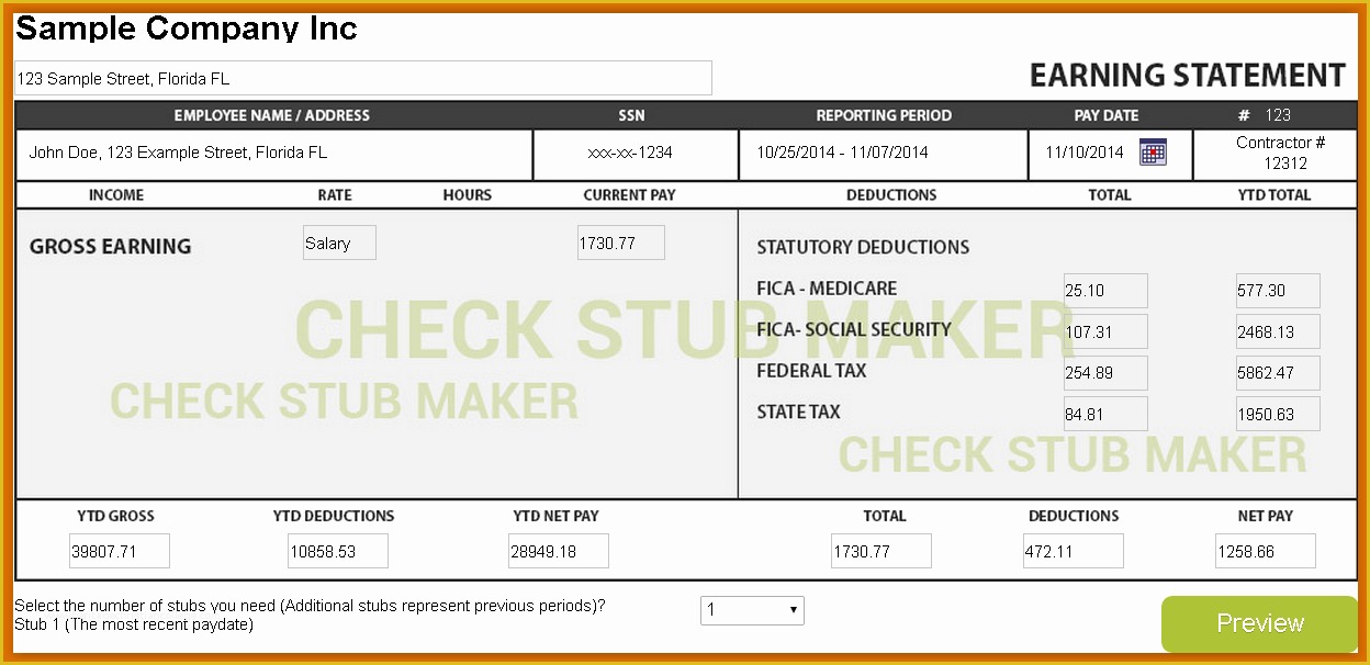 Free Check Stub Template Printables Of 8 Free Check Stub Template Printables