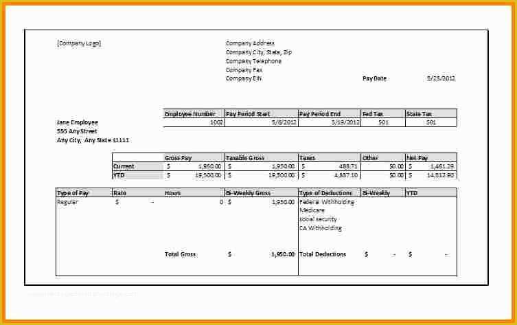 Free Check Stub Template Printables Of 9 Printable Paycheck Stubs