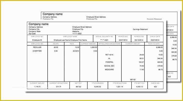 Free Check Stub Template Printables Of Blank Printable Pay Stub Styles