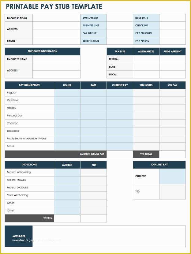 Free Check Stub Template Printables Of Free Pay Stub Templates