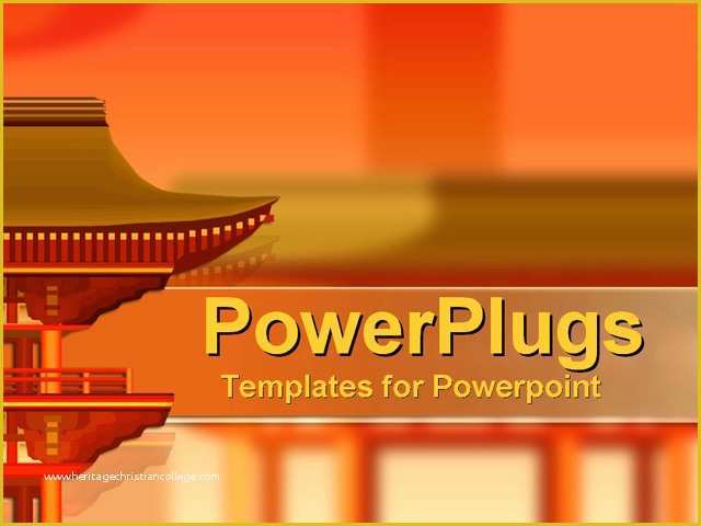 Free Chinese Powerpoint Templates Of Powerpoint Template oriental Building Design On orange