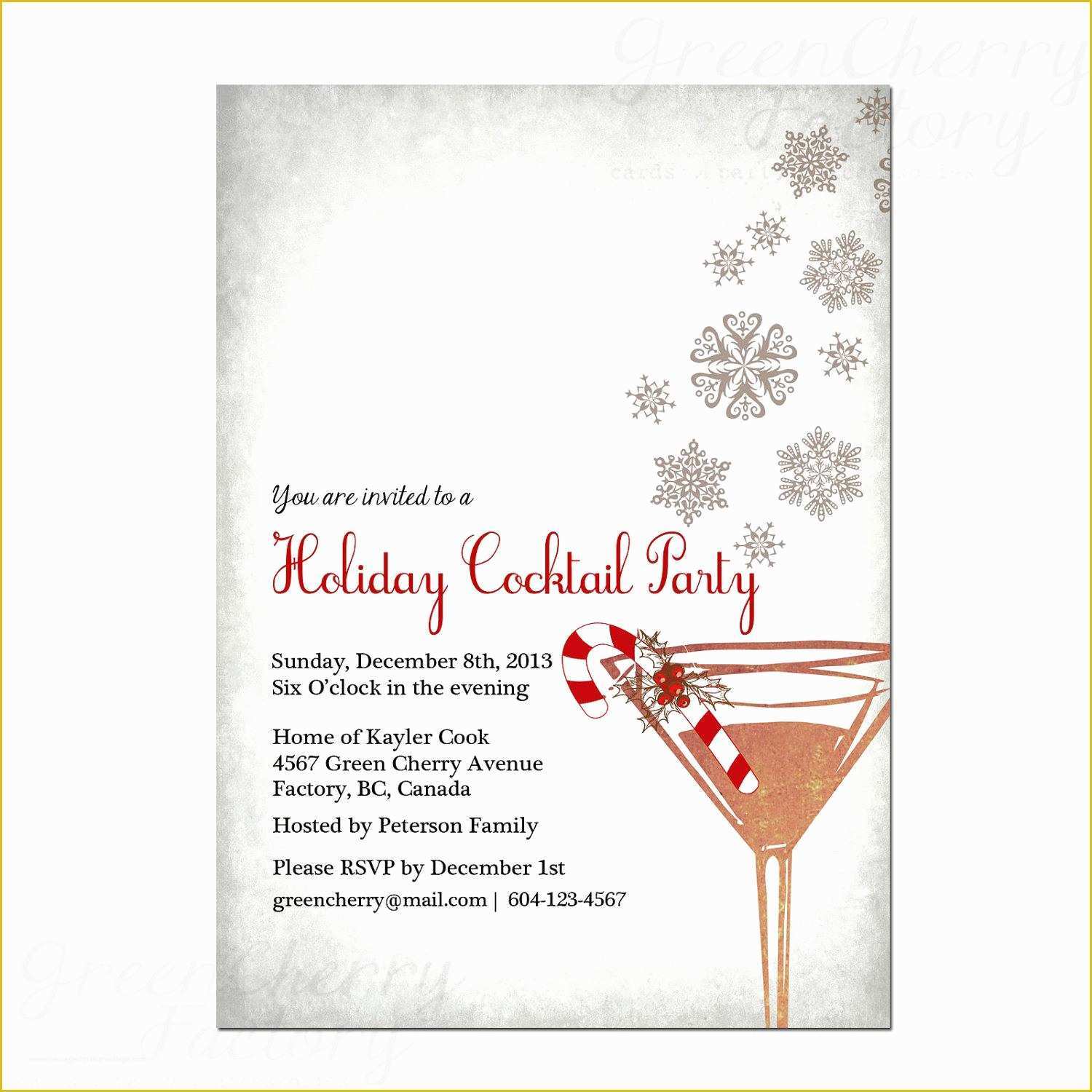 Free Christmas Cocktail Party Invitation Templates Of Cocktail Party Invitations