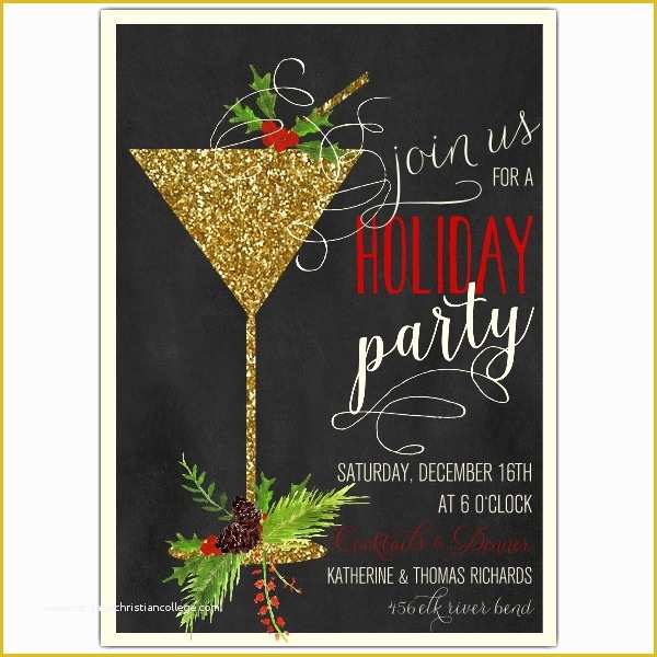 Free Christmas Cocktail Party Invitation Templates Of Glitter Cocktail Swag Holiday Party Invitations