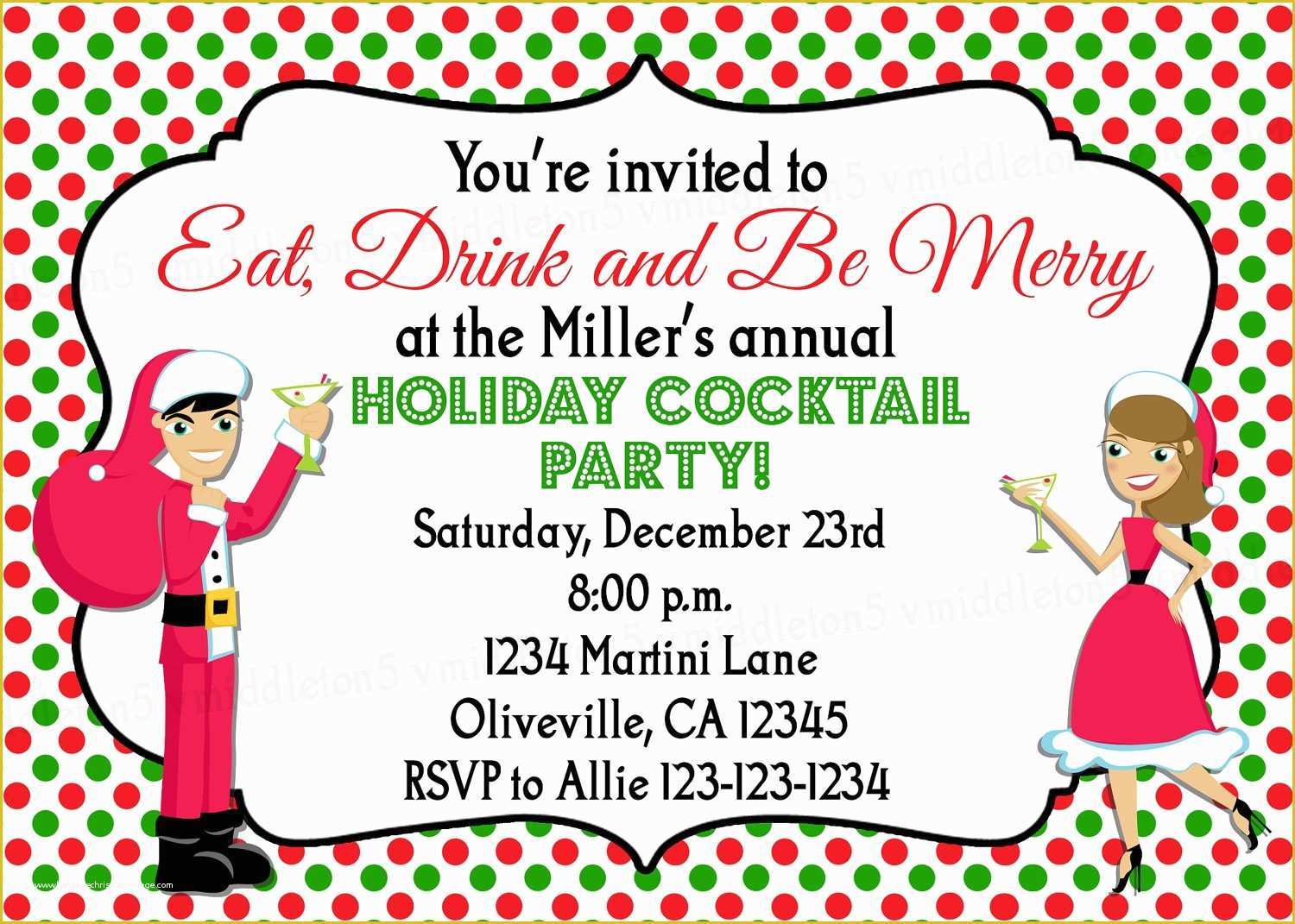 Free Christmas Cocktail Party Invitation Templates Of Items Similar to Holiday Cocktail Christmas Party