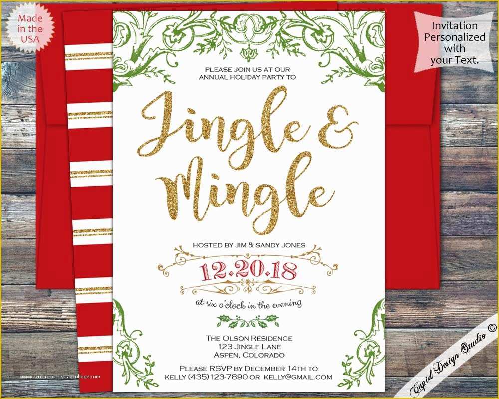 Free Christmas Cocktail Party Invitation Templates Of Jingle and Mingle Holiday Cocktail Party Invitations