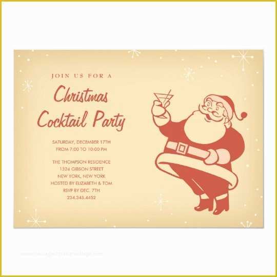 Free Christmas Cocktail Party Invitation Templates Of Retro Christmas Cocktail Party Invitations