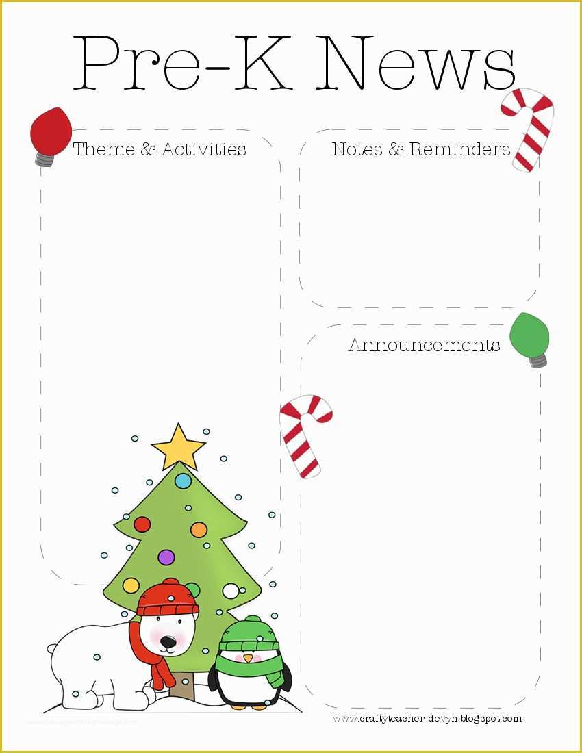 Free Christmas Newsletter Templates Of Christmas Pre K Newsletter Template
