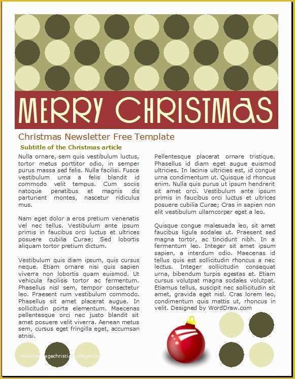 Free Christmas Newsletter Templates Of Free Christmas Newsletter Template