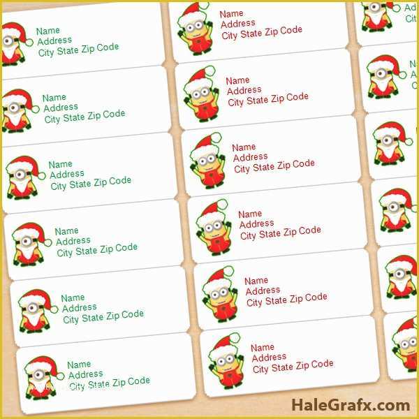 Free Christmas Return Address Label Templates 30 Per Sheet Of Free Printable Christmas Minions Address Labels