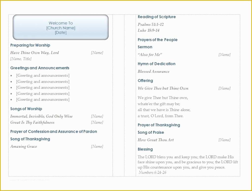 Free Church Program Template Of Free Church Program Template
