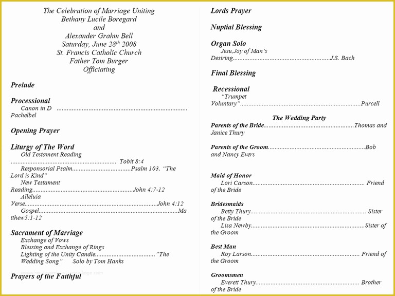 Free Church Program Template Of Free Printable Wedding Program Templates You Ll Love