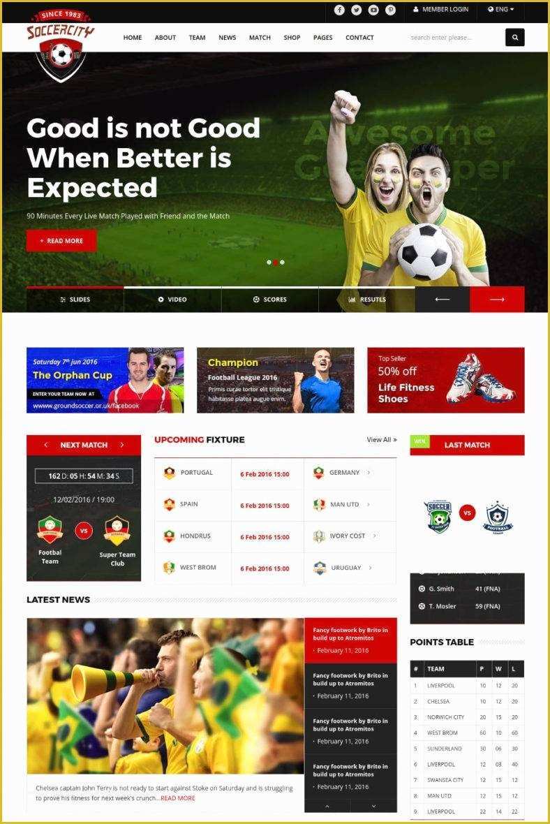 Free Club Website Templates Of 30 soccer Club Website themes & Templates