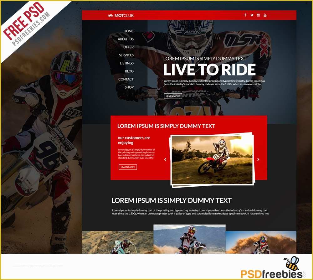 Free Club Website Templates Of Bikers Club Website Free Psd Template Download Download Psd