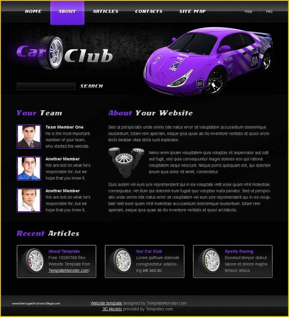 Free Club Website Templates Of Free Car Club Website Template