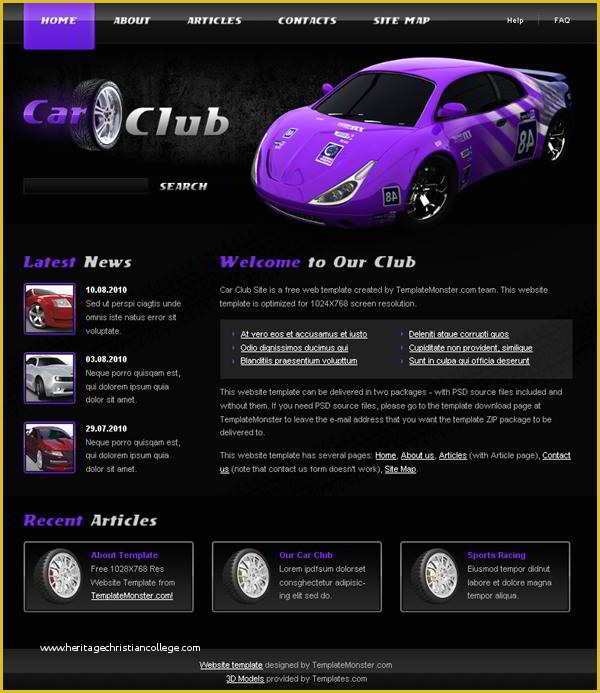 Free Club Website Templates Of Free Cars Website Template From Templatemonster Monsterpost