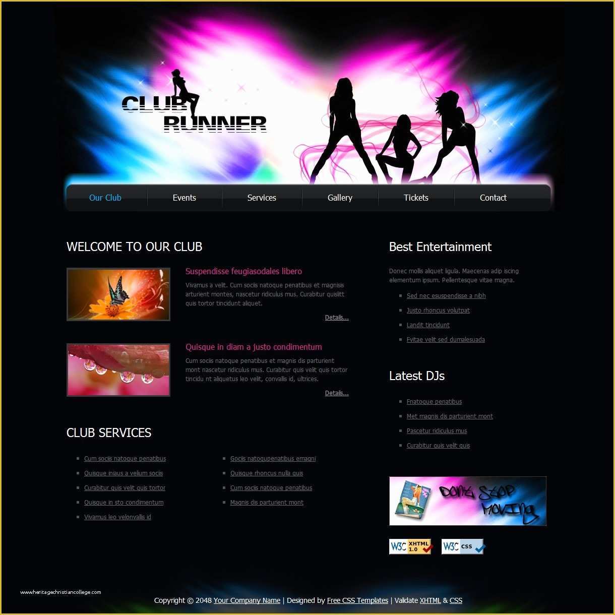 Free Club Website Templates Of Free HTML Website Templates