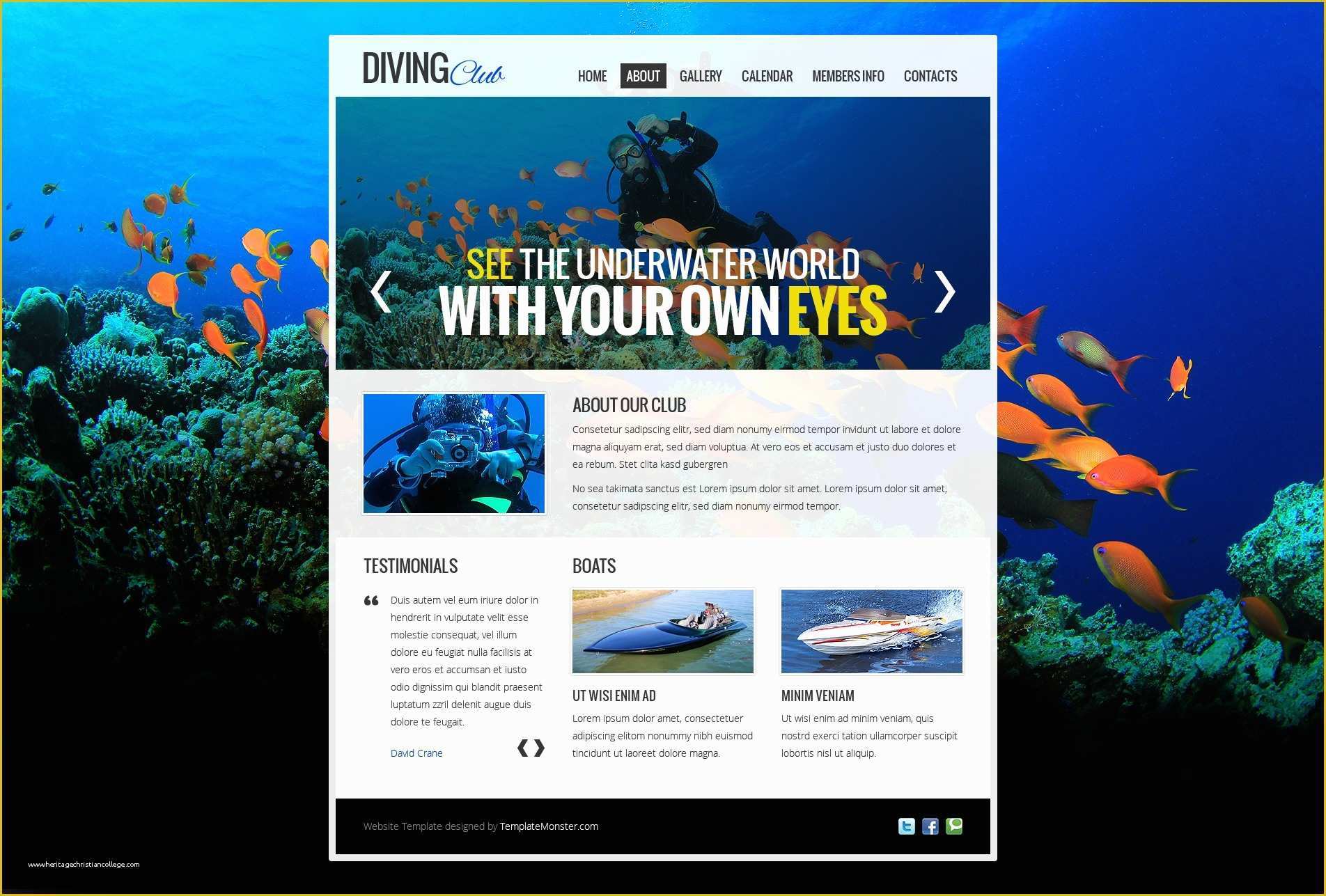 Free Club Website Templates Of Free Website Template Diving Club