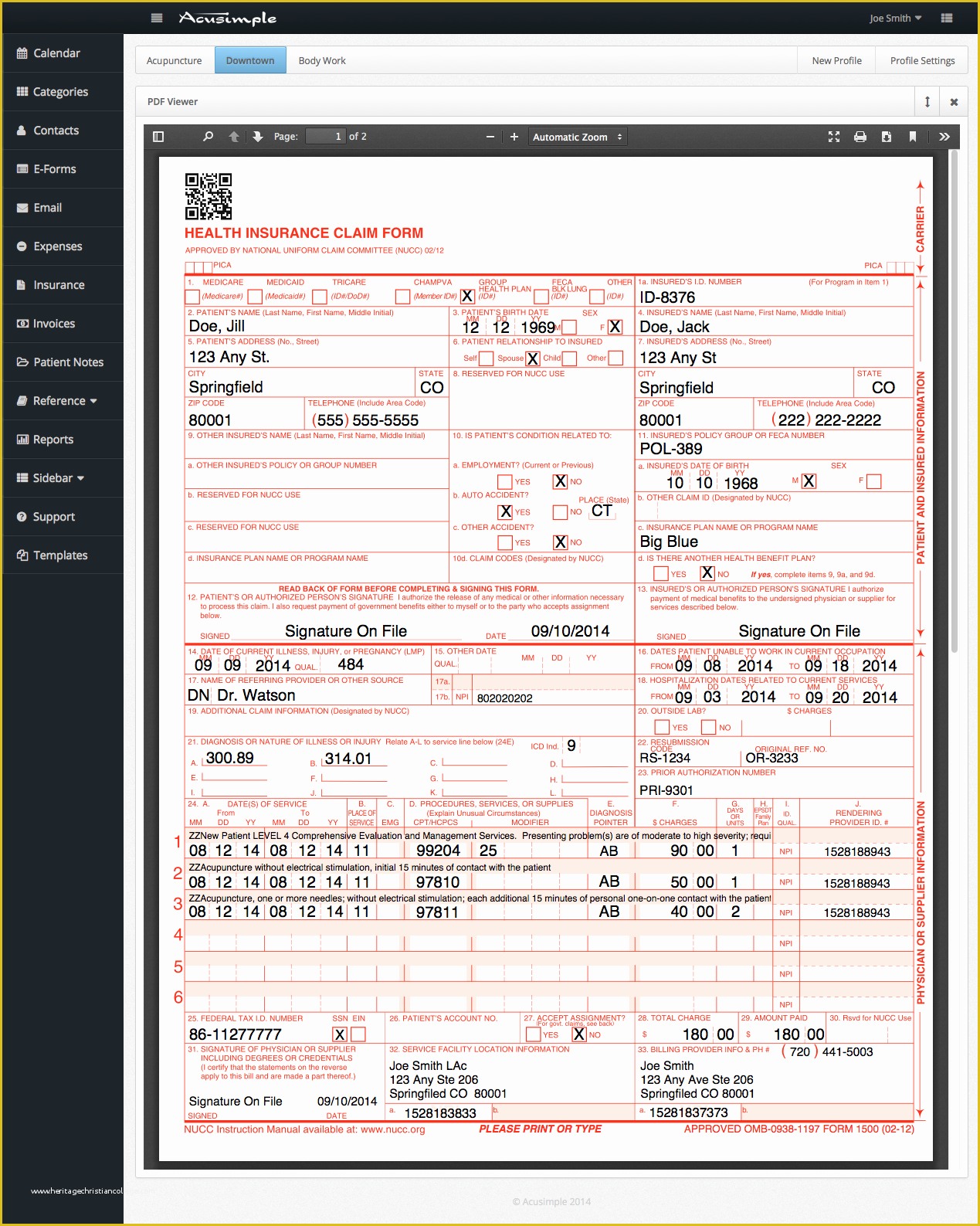 Free Cms 1500 Template for Word Of Acusimple Practice Management