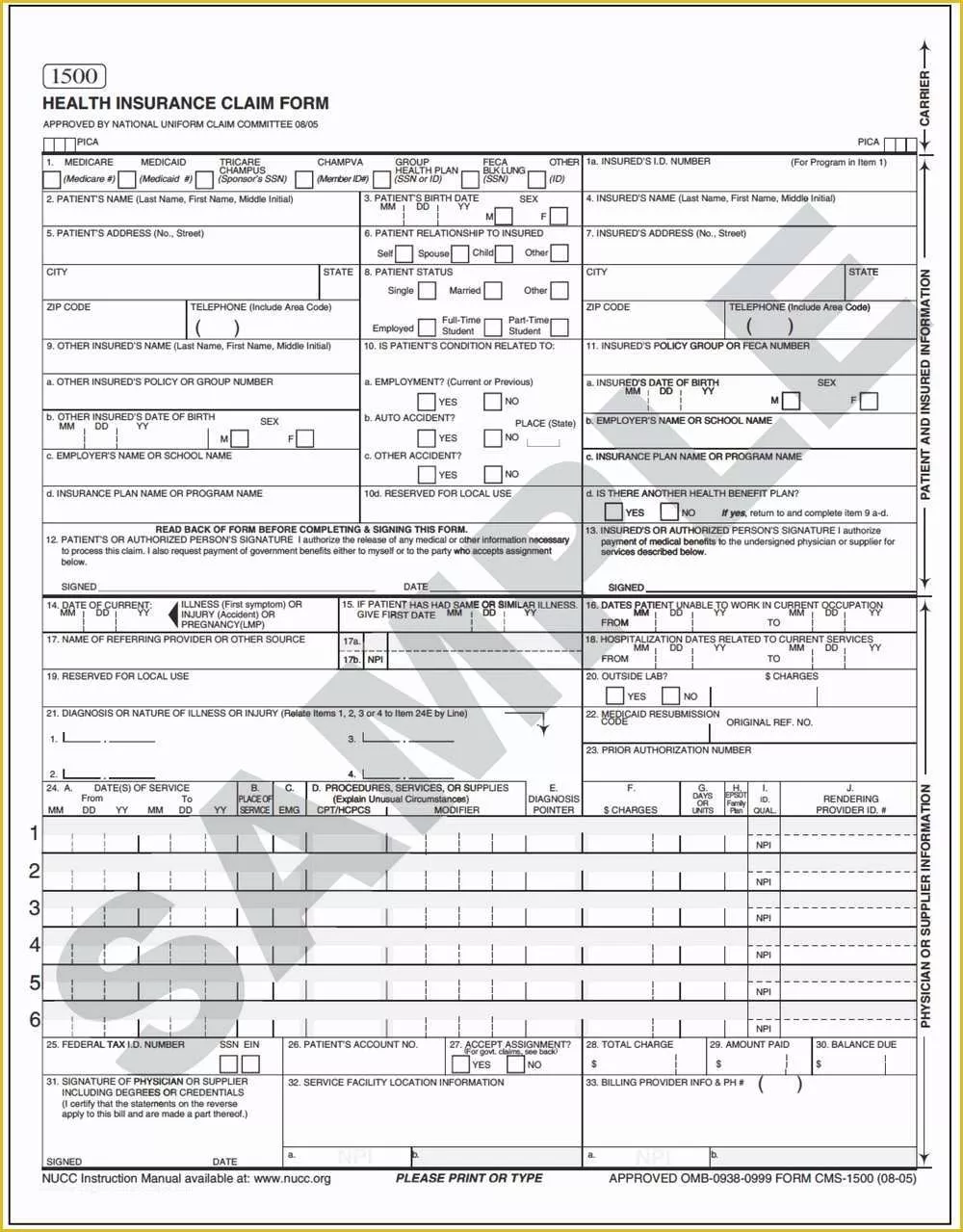 Free Cms 1500 Template for Word Of Claim form Cms 1500