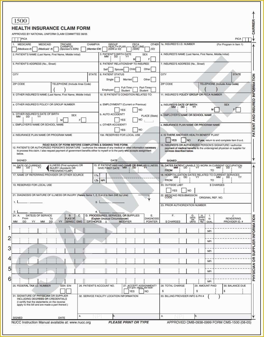  Free Cms 1500 Template For Word Of Printable Cms 1500 Form Download 