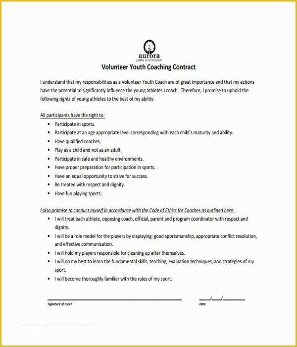 Free Coaching Agreement Template Of 21 Contract Templates Free Word Pdf Documents Download
