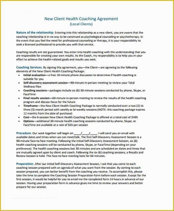 Free Coaching Agreement Template Of 29 Free Contract Agreement forms