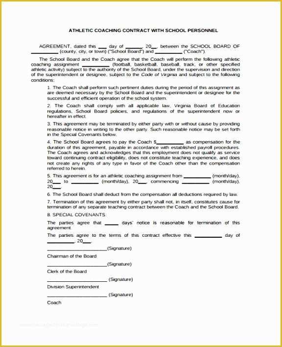 Free Coaching Agreement Template Of 6 Coaching Contracts Templates Eypaw