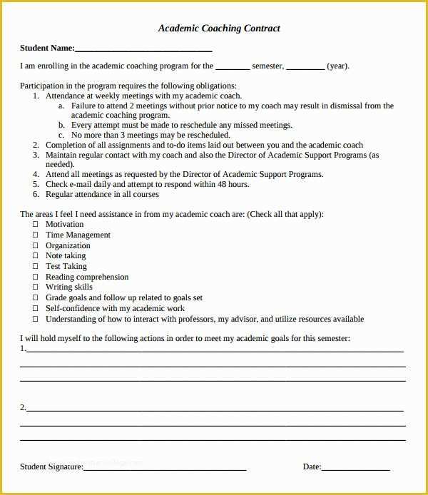 Free Coaching Agreement Template Of 8 Sample Coaching Contract Templates Docs Word Pages