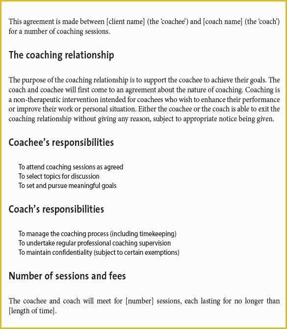 Free Coaching Agreement Template Of 8 Sample Coaching Contract Templates Docs Word Pages