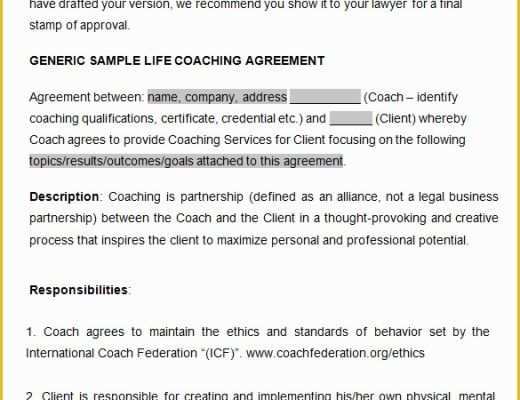 Free Coaching Agreement Template Of 8 Sample Coaching Contract Templates Docs Word Pages
