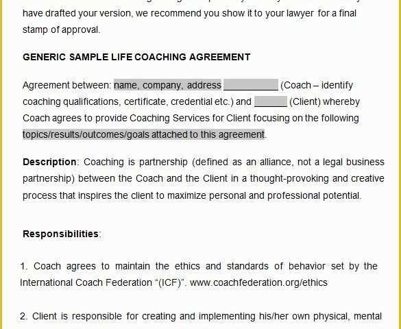 Free Coaching Agreement Template Of 8 Sample Coaching Contract Templates Docs Word Pages