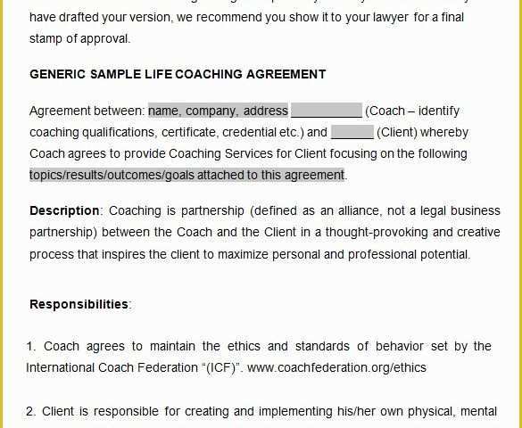 Free Coaching Agreement Template Of 8 Sample Coaching Contract Templates Docs Word Pages