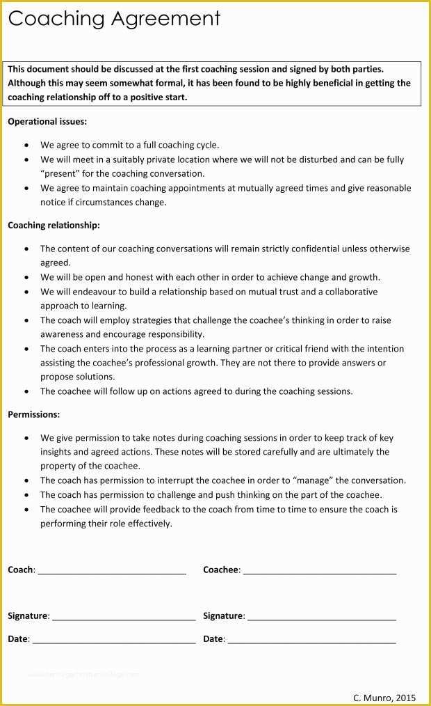 Free Coaching Agreement Template Of Bloggingchallenge