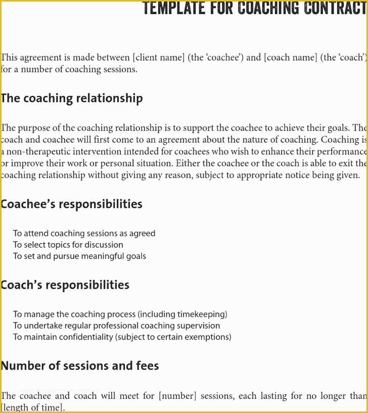 Free Coaching Agreement Template Of Coaching Contract Template