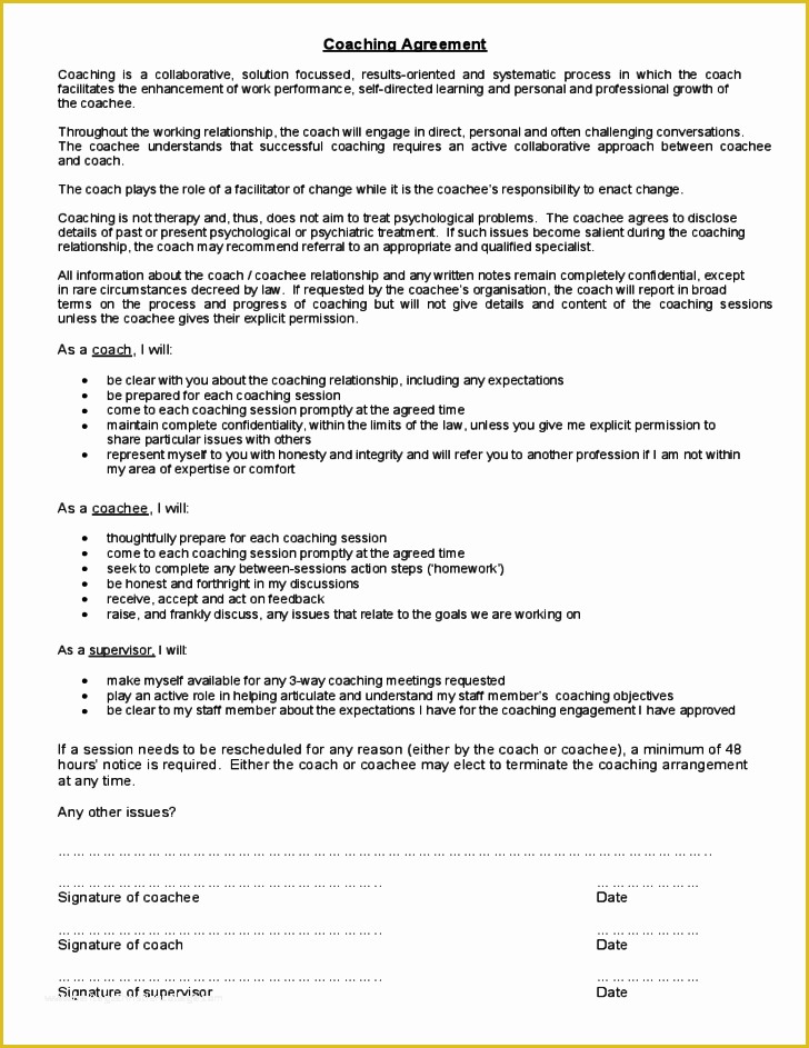 Free Coaching Agreement Template Of Coaching Contract Template